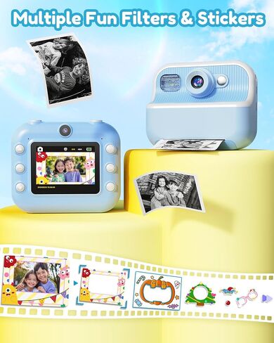 Kids Camera Instant Print, Front Rear Dual Selfie Digital Camera with 1080P Videos, Holiday Birthday Gifts for Kids Age 3-12,Periwinkle in Saudi Arabia