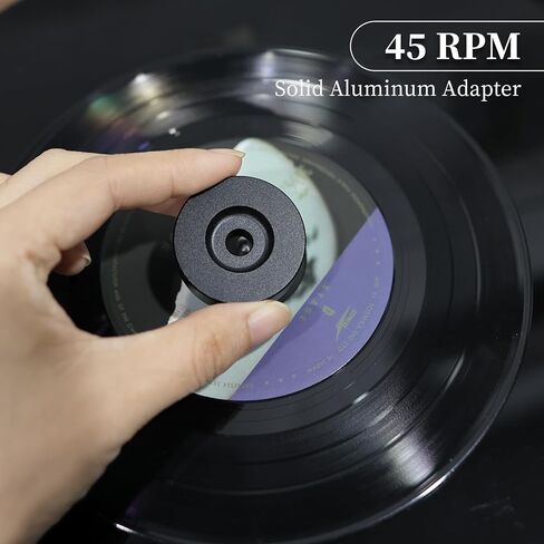 45 RPM Record Adapter, Solid Aluminum 7 Inch Vinyl Record Dome 45 Adapter for Record Player (Black) in Kuwait