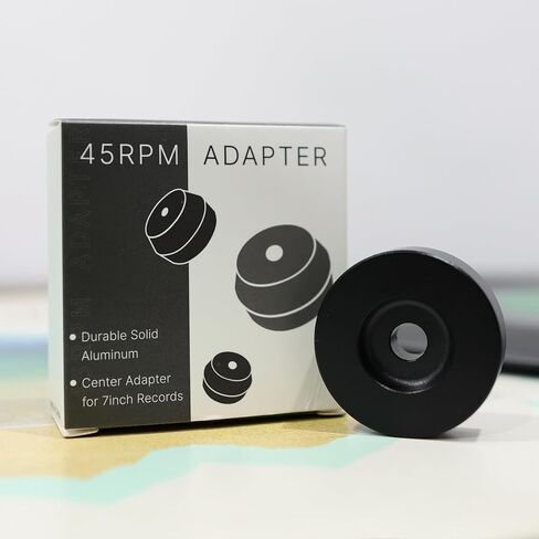 45 RPM Record Adapter, Solid Aluminum 7 Inch Vinyl Record Dome 45 Adapter for Record Player (Black) in Kuwait