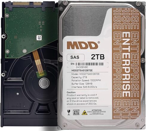 MDD MAXDIGITALDATA 2 تيرابايت 7200 دورة في الدقيقة 128 ميجابايت كاش SAS 6 جيجابايت/ثانية 3.5 بوصة محرك الأقراص الصلبة الداخلي للمؤسسات (MD2TSAS12872E) - [ليس محرك أقراص SATA HDD] (متجدد) in Saudi Arabia