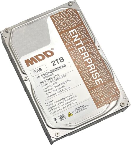 MDD MAXDIGITALDATA 2 تيرابايت 7200 دورة في الدقيقة 128 ميجابايت كاش SAS 6 جيجابايت/ثانية 3.5 بوصة محرك الأقراص الصلبة الداخلي للمؤسسات (MD2TSAS12872E) - [ليس محرك أقراص SATA HDD] (متجدد) in Saudi Arabia