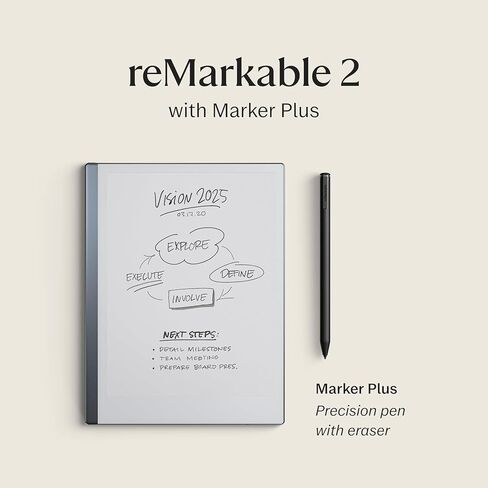 جهاز لوحي لتدوين الملاحظات reMarkable 2، قلم ماركر بلس، شاشة عرض ورق رقمية مقاس 10.3 بوصة، كابل USB-A إلى C، Wi-Fi، Linux (متجدد) in Saudi Arabia