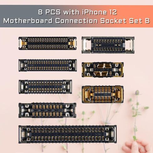 8 Pcs for iPhone 12 Motherboard Socket Connection B Kit Includes Battery SIM Charging Port Replacement Wide Angle Telephoto Camera Connector LCD and Touch Ultra for iPhone12 in Saudi Arabia