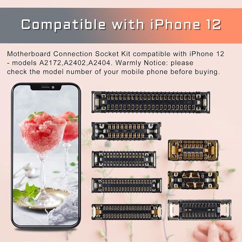 8 Pcs for iPhone 12 Motherboard Socket Connection B Kit Includes Battery SIM Charging Port Replacement Wide Angle Telephoto Camera Connector LCD and Touch Ultra for iPhone12 in Saudi Arabia