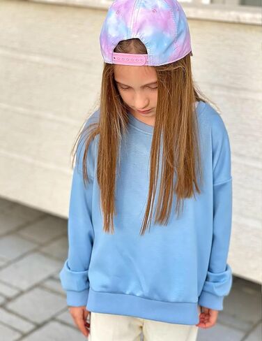 Arshiner Girls Crewneck Sweatshirt Long Sleeve Pullover Tops Drop Shoulder Sweatshirts Side Split for 5-14 Years in Kuwait