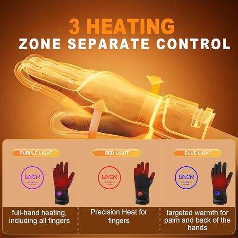 uncn Liner Gloves for Men Women - Rechargeable Heated Gloves 7.4V 3000mAh Battery Powered Waterproof Electric Heating Gloves, Mens Womens Heated Gloves for Cold Winter Arthritis Hands Skiing in Kuwait