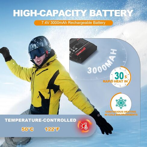 uncn Liner Gloves for Men Women - Rechargeable Heated Gloves 7.4V 3000mAh Battery Powered Waterproof Electric Heating Gloves, Mens Womens Heated Gloves for Cold Winter Arthritis Hands Skiing in Kuwait