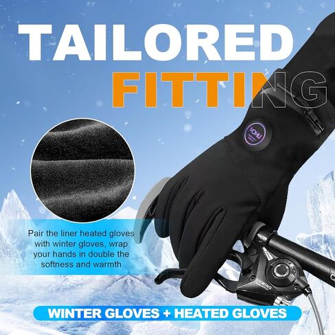uncn Liner Gloves for Men Women - Rechargeable Heated Gloves 7.4V 3000mAh Battery Powered Waterproof Electric Heating Gloves, Mens Womens Heated Gloves for Cold Winter Arthritis Hands Skiing in Kuwait