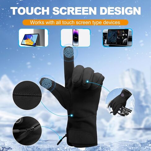 uncn Liner Gloves for Men Women - Rechargeable Heated Gloves 7.4V 3000mAh Battery Powered Waterproof Electric Heating Gloves, Mens Womens Heated Gloves for Cold Winter Arthritis Hands Skiing in Kuwait