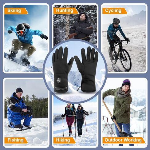 uncn Liner Gloves for Men Women - Rechargeable Heated Gloves 7.4V 3000mAh Battery Powered Waterproof Electric Heating Gloves, Mens Womens Heated Gloves for Cold Winter Arthritis Hands Skiing in Kuwait