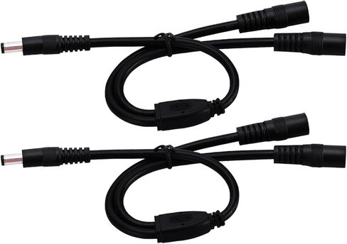 1ft/2pcs 1Male to 2Female 5.5x2.1mm 18AWG 12 Volt Splitter, Y-Shaped Power Distributor for LED Strip Splitter CCTV Surveillance Camera etc. in Kuwait