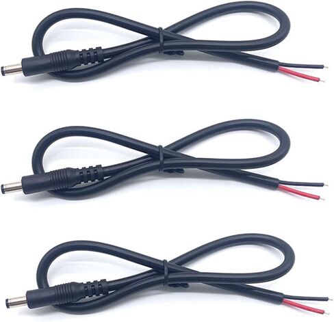 Single 22AWG 5.5mm x 2.1mm DC Pigtail Barrel Plug Connector Cable Male,0.3M/1FT 3A DC 5521 Open End Extension Repair Cord for CCTV,Surveillance Camera Cables in Kuwait
