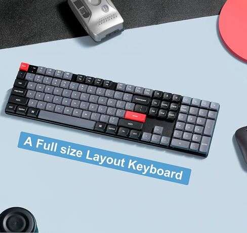 Keychron K5 Pro QMK/VIA Custom Wireless Mechanical Keyboard, Hot-Swappable Full Size Layout 108 Keys Programmable, Ultra-Slim RGB Low Profile Red Switch, Bluetooth/USB-C for Mac Windows Linux in Saudi Arabia