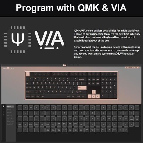Keychron K5 Pro QMK/VIA Custom Wireless Mechanical Keyboard, Hot-Swappable Full Size Layout 108 Keys Programmable, Ultra-Slim RGB Low Profile Red Switch, Bluetooth/USB-C for Mac Windows Linux in Saudi Arabia