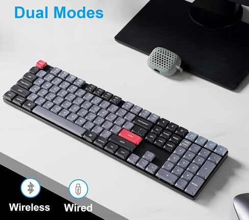 Keychron K5 Pro QMK/VIA Custom Wireless Mechanical Keyboard, Hot-Swappable Full Size Layout 108 Keys Programmable, Ultra-Slim RGB Low Profile Red Switch, Bluetooth/USB-C for Mac Windows Linux in Kuwait