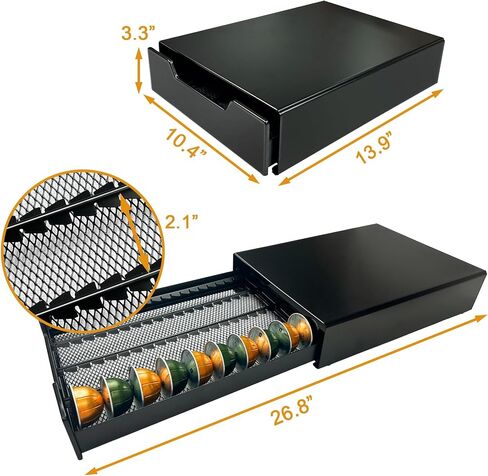 Coffee Pod Drawer for Nespresso Vertuo Pod Holder Hold Up to 36 Large or 40 Small Vertuo Capsules, Coffee Pod Holder Compatible with Dolce Gusto Capsules, K-Cup Pods for Kitchen & Coffee Bar in Saudi Arabia