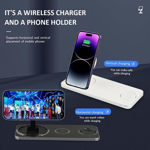 Wireless Charger, Suitable for iPhone 12/13/14/Pro/Pro Max Three in one Charging Station, Wired Charger, and Wireless Charging Watch in Saudi Arabia