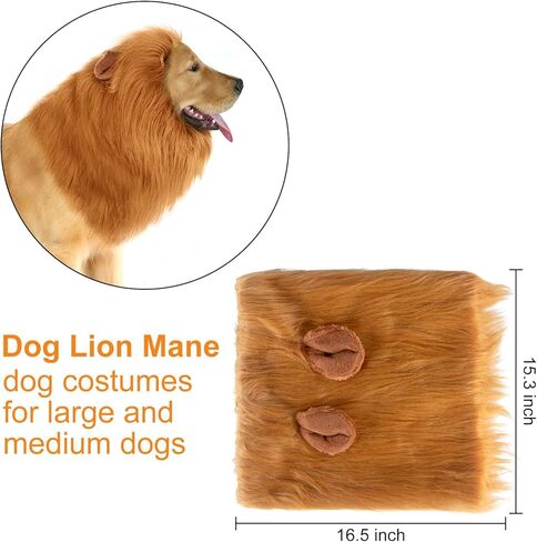 Lion Mane Costume for Dog,Lion Mane for Dog,Pet Clothes Adjustable Halloween Dog Lion Costume Wig with Ears for Medium and Large Dog Dress up,Realistic Lion Mane Wig in Saudi Arabia