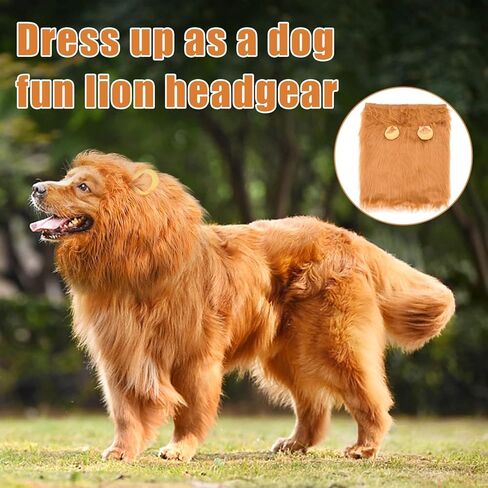 Lion Mane Costume for Dog,Lion Mane for Dog,Pet Clothes Adjustable Halloween Dog Lion Costume Wig with Ears for Medium and Large Dog Dress up,Realistic Lion Mane Wig in Saudi Arabia