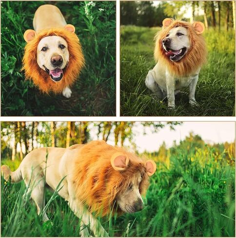 Lion Mane Costume for Dog,Lion Mane for Dog,Pet Clothes Adjustable Halloween Dog Lion Costume Wig with Ears for Medium and Large Dog Dress up,Realistic Lion Mane Wig in Saudi Arabia