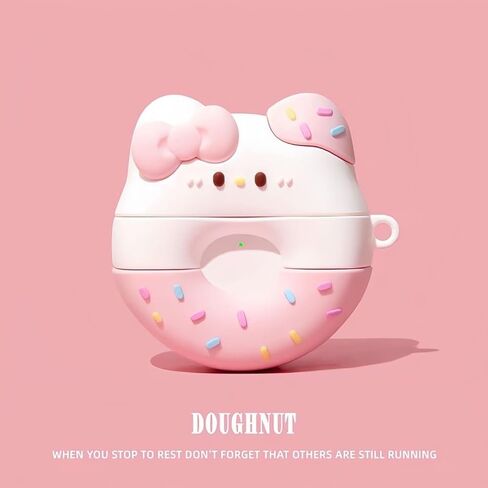 متوافق مع حافظة Airpods 4 2024، حافظة AirPods4 اللطيفة، غطاء حماية من السيليكون الناعم Kawaii لـ Apple New Airpods 4 للرجال والنساء (Cat Donut) in Kuwait