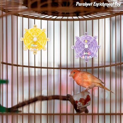 2Pcs Bird Swivel Wheel Rotating Toys, Bird Spinner Hanging Toys for Bird Cage, Chewing and Exercise Toys for Parakeets, Parrots, African Grey, Conure, Budgies, Cockatiel Enrichment Toy in Kuwait