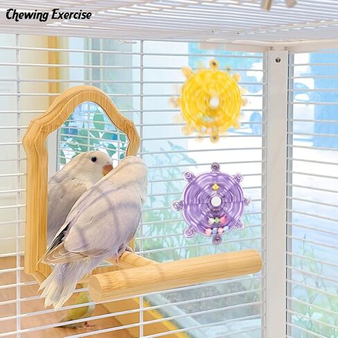 2Pcs Bird Swivel Wheel Rotating Toys, Bird Spinner Hanging Toys for Bird Cage, Chewing and Exercise Toys for Parakeets, Parrots, African Grey, Conure, Budgies, Cockatiel Enrichment Toy in Kuwait