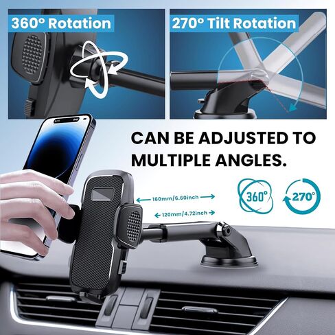 Phone Holder for Your Car Mount Windshield Dashboard Air Vent 3-in-1 Universal Military Grade Strongest Suction Cup for iPhone 16/16 Pro Max Samsung S24 Hands-Free Cradle Phone Car Stand in Saudi Arabia