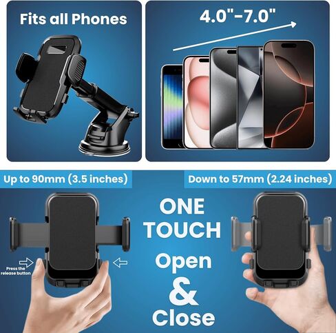 Phone Holder for Your Car Mount Windshield Dashboard Air Vent 3-in-1 Universal Military Grade Strongest Suction Cup for iPhone 16/16 Pro Max Samsung S24 Hands-Free Cradle Phone Car Stand in Saudi Arabia