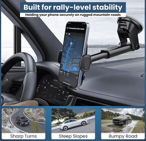 Phone Holder for Your Car Mount Windshield Dashboard Air Vent 3-in-1 Universal Military Grade Strongest Suction Cup for iPhone 16/16 Pro Max Samsung S24 Hands-Free Cradle Phone Car Stand in Saudi Arabia