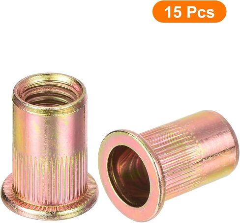 uxcell 150Pcs Rivet Nuts Flat Head, M5-0.8 Carbon Steel Threaded Insert Nuts Knurled Body in Saudi Arabia