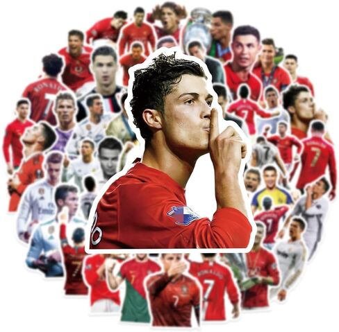 60Pcs Football Star Soccer Fan Vinyl Stickers for Laptop, Water Bottles, Bumper,Computer, Phonecase Decor Stickers and Decals. (M) in Saudi Arabia