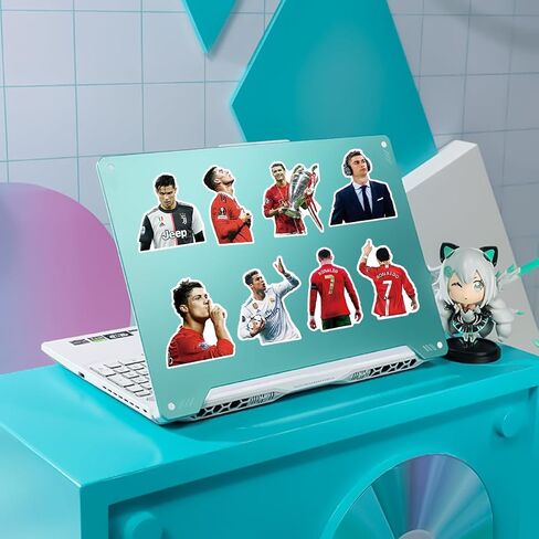 60Pcs Football Star Soccer Fan Vinyl Stickers for Laptop, Water Bottles, Bumper,Computer, Phonecase Decor Stickers and Decals. (M) in Saudi Arabia