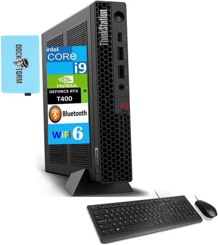 Lenovo ThinkStation P3 Tiny Workstation Mini Desktop (Intel i9-13900T vPro, T400 4GB, 64GB DDR5, 2TB PCIe SSD, WiFi 6, BT 5.2, Win 11 Pro) w/KB, Mouse, & DKZ USB Port Expander in Saudi Arabia
