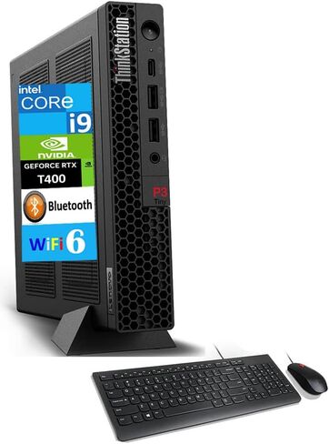 Lenovo ThinkStation P3 Tiny Workstation Mini Desktop (Intel i9-13900T vPro, T400 4GB, 64GB DDR5, 2TB PCIe SSD, WiFi 6, BT 5.2, Win 11 Pro) w/KB, Mouse, & DKZ USB Port Expander in Saudi Arabia