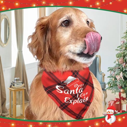 Naughty and Nice List Plaid Dog Bandanas for Christmas Holiday 2-Pack Funny Designs Xmas Gift Scarf for Medium and Large Pets,Medium in Saudi Arabia