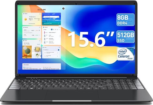 Laptop, 17.3 inch Laptops, 8GB RAM 256GB ROM, Celeron Quad-core Processor(up to 2.6 GHz), Dual Band 5G WiFi, 8000mAh Battery, 2 * USB 3.2, BT4.2, Type-C, 512GB Expansion, Gray in Saudi Arabia