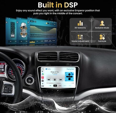Car Stereo Radio for Dodge Journey 2011-2019: 8 Core 4+64g 1280 * 800 HD 9 inch IPS Touch Screen Android 13 Carplay and Android Auto GPS Navigation 36 EQ 5GWIFI Bluetooth SWC FM AM RDS DSP in Kuwait
