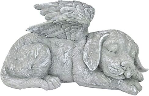 Pet Memorial Statue, Angel Pet Memorial Grave Marker Tribute Statue Sleeping Pet Angel Garden Sculpture for Pet Memorial Gravestone Ornament (Angel Dog) in Saudi Arabia