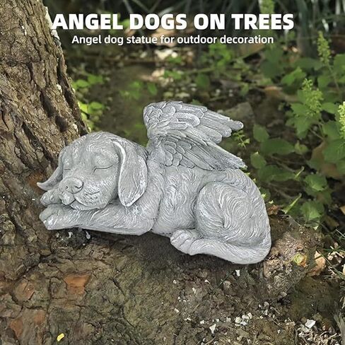 Pet Memorial Statue, Angel Pet Memorial Grave Marker Tribute Statue Sleeping Pet Angel Garden Sculpture for Pet Memorial Gravestone Ornament (Angel Dog) in Saudi Arabia