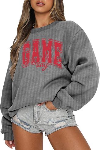 MAXIMGR سويت شيرت نسائي ليوم اللعبة لكرة القدم، سويت شيرت مضحك ليوم الأحد لكرة القدم لموسم كرة القدم بأكمام طويلة in Kuwait