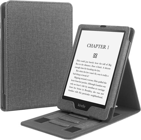 Flip Case for 7"/6.8" Kindle Paperwhite 12th/11th Generation 2024/2021 & Kindle Paperwhite Signature Edition, Two Hand Straps and Vertical Multi-Viewing Stand Cover with Auto Wake/Sleep Grey in Kuwait