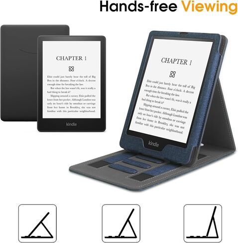 Flip Case for 7"/6.8" Kindle Paperwhite 12th/11th Generation 2024/2021 & Kindle Paperwhite Signature Edition, Two Hand Straps and Vertical Multi-Viewing Stand Cover with Auto Wake/Sleep Grey in Kuwait