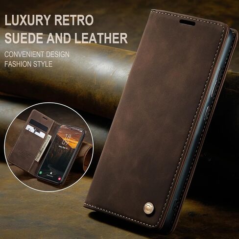 QLTYPRI Case for Samsung Galaxy S24 Plus, Vintage PU Leather Wallet Case Card Slot Kickstand Magnetic Closure Shockproof Flip Folio Case Cover for Samsung Galaxy S24 Plus - Coffee Brown in Saudi Arabia