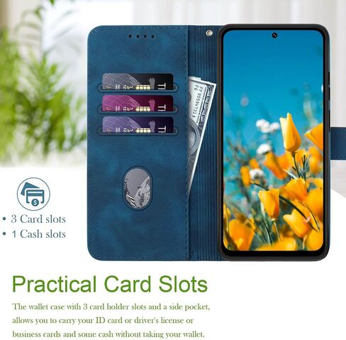 for Moto G 5G 2024 Case Wallet/for Moto G Play 5G 2024 Phone Case,Card Holder Leather Kick-Stand,Wrist Strap,Magnetic Closure,Shockproof Protective Flip Cases Cover (Blue) in Kuwait