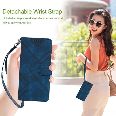 for Moto G 5G 2024 Case Wallet/for Moto G Play 5G 2024 Phone Case,Card Holder Leather Kick-Stand,Wrist Strap,Magnetic Closure,Shockproof Protective Flip Cases Cover (Blue) in Kuwait
