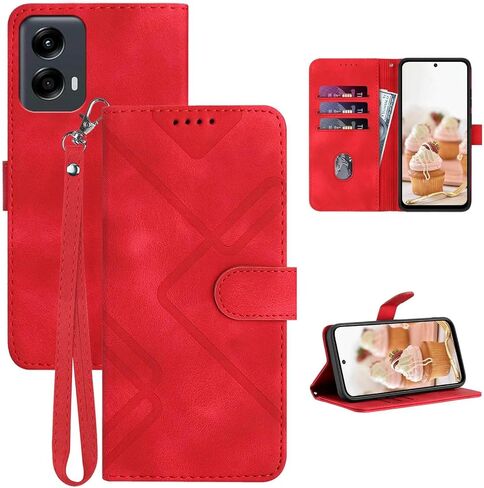 for Moto G 5G 2024 Case Wallet/for Moto G Play 5G 2024 Phone Case,Card Holder Leather Kick-Stand,Wrist Strap,Magnetic Closure,Shockproof Protective Flip Cases Cover (Blue) in Kuwait