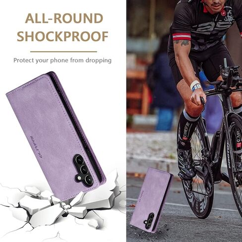 QLTYPRI Case for Samsung Galaxy S24 Plus, Vintage PU Leather Wallet Case Card Slot Kickstand Magnetic Closure Shockproof Flip Folio Case Cover for Samsung Galaxy S24 Plus - Coffee Brown in Kuwait