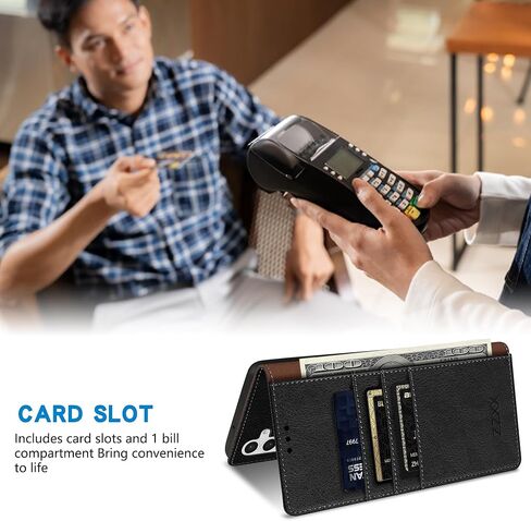 حافظة ZZXX لهاتف Samsung Galaxy S24 Plus مع [حجب RFID] فتحة للبطاقات وحامل قوي من الجلد المغناطيسي القابل للطي حافظة هاتف واقية لهاتف Samsung Galaxy S24+ (أسود-6.7 بوصة) in Kuwait