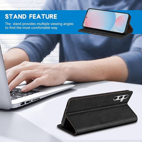 حافظة ZZXX لهاتف Samsung Galaxy S24 Plus مع [حجب RFID] فتحة للبطاقات وحامل قوي من الجلد المغناطيسي القابل للطي حافظة هاتف واقية لهاتف Samsung Galaxy S24+ (أسود-6.7 بوصة) in Kuwait